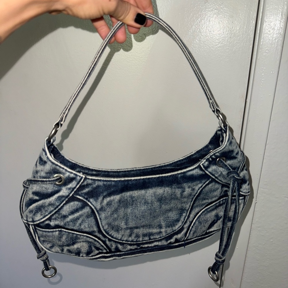 Washed Denim Shoulder Bag